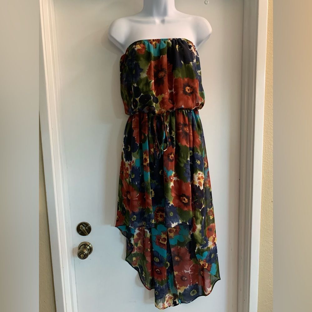 The Vintage Shop High-low halter semi sheer floral dress. Size L